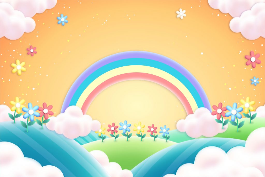 fondo naranja arcoiris infantil