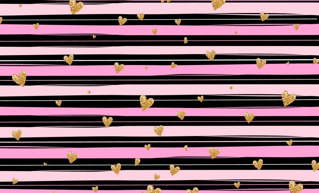 fondo rosado negro corazones dorados