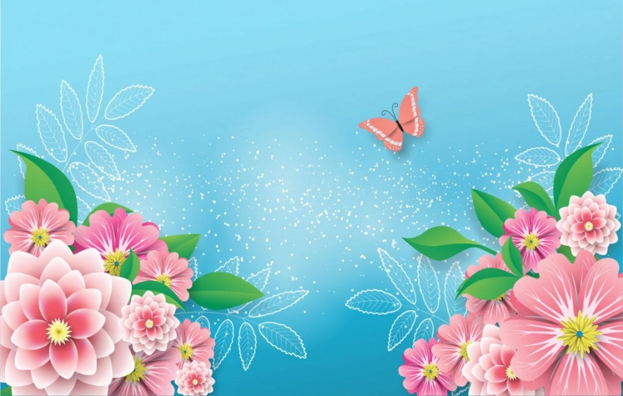 fondo-celeste-flores-mariposa