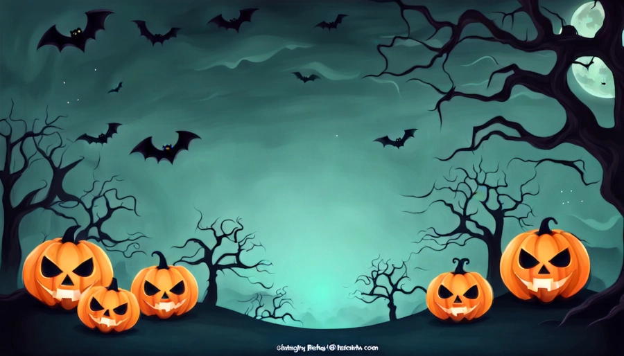 halloween-pumpkins-dark-background-with-bats-bats