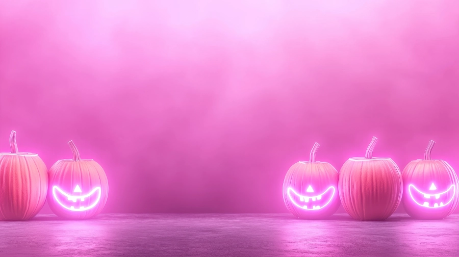 pink-neon-halloween-pumpkins-with-copy-space