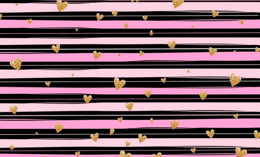 fondo rosado negro corazones dorados