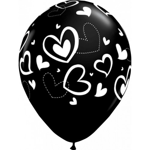 globo negro corazones blancos