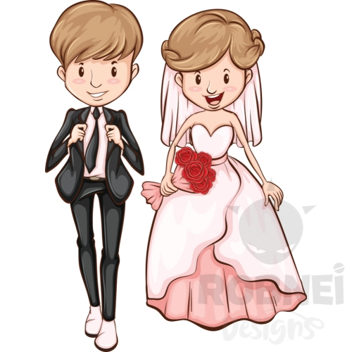 novios boda ilustracion vestidos elegantes