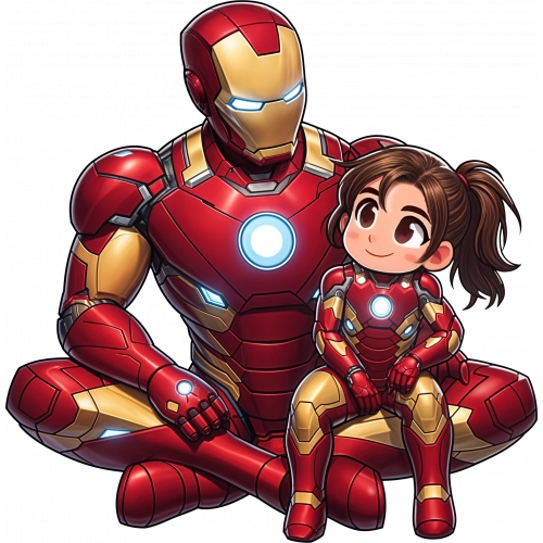 IronMan Padre e hija Clipart Robnei 02