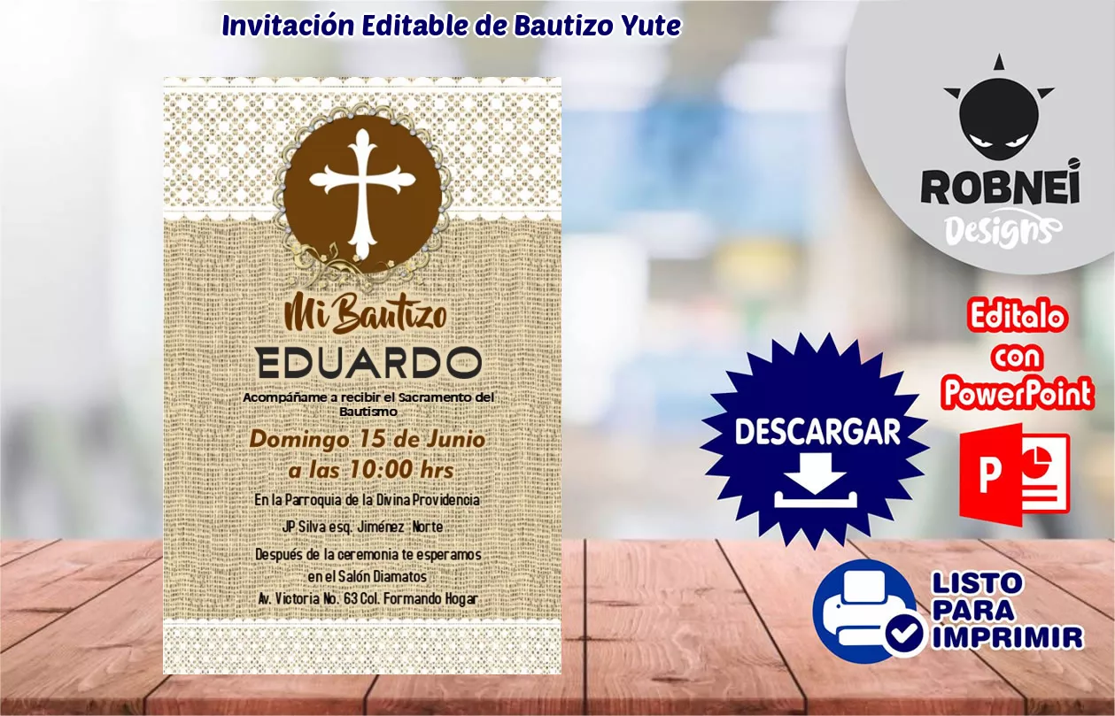 Invitacin de Bautizo Yute