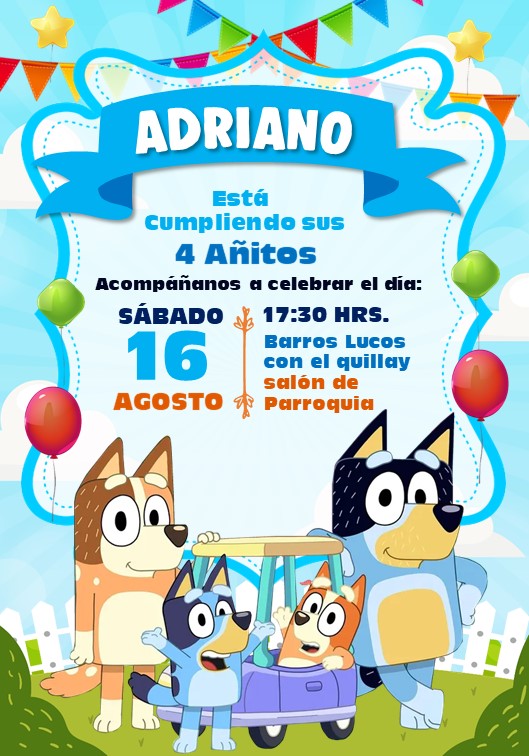 Invitación de Bluey Invitacion Bluey-Invitacion