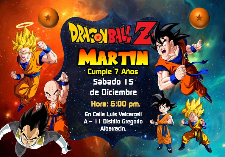 Descargar Invitación de Dragon Ball Z GRATIS