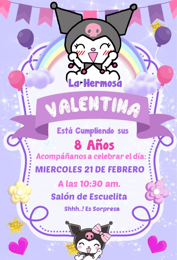 Descargar Invitación de Kuromi Invitacion GRATIS