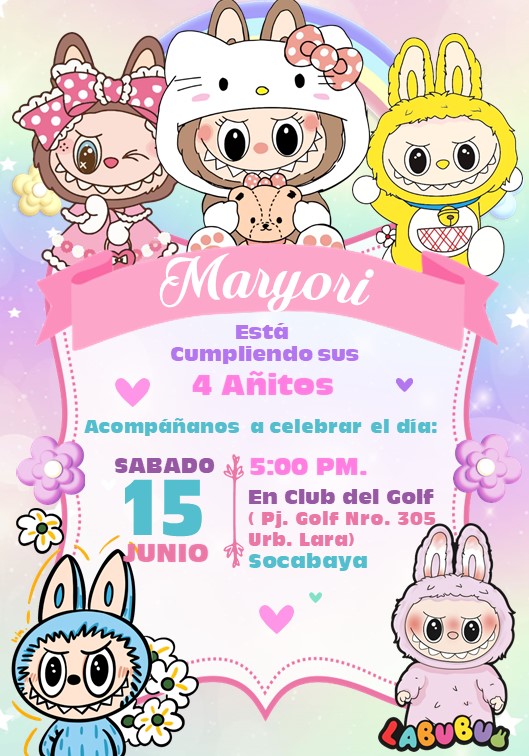 Invitación de Labubu Invitacion Labubu-Invitacion