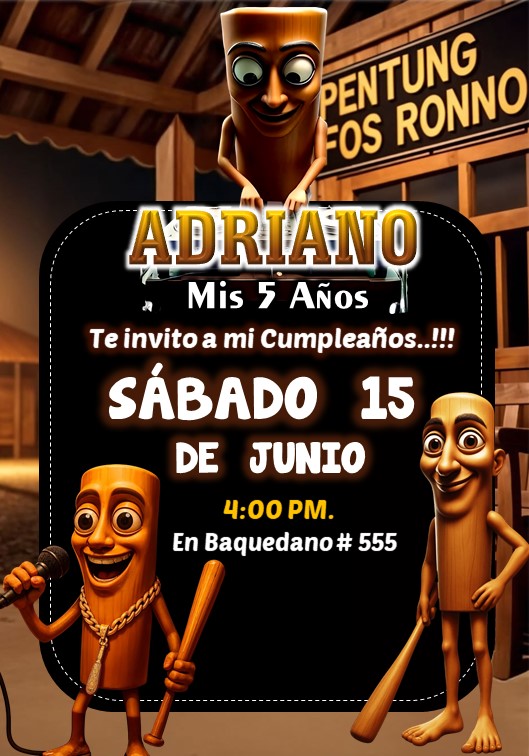 Invitación de Tung Tung Tung Sahur Invitacion Tung-Tung-Tung-Sahur-Invitacion