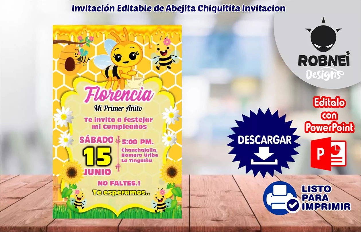 Invitacin de Abejita Chiquitita Invitacion