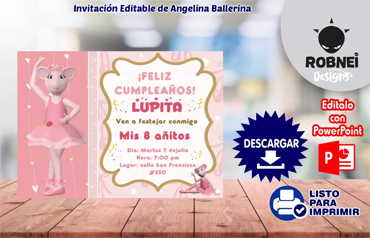 Invitacin de Angelina Ballerina