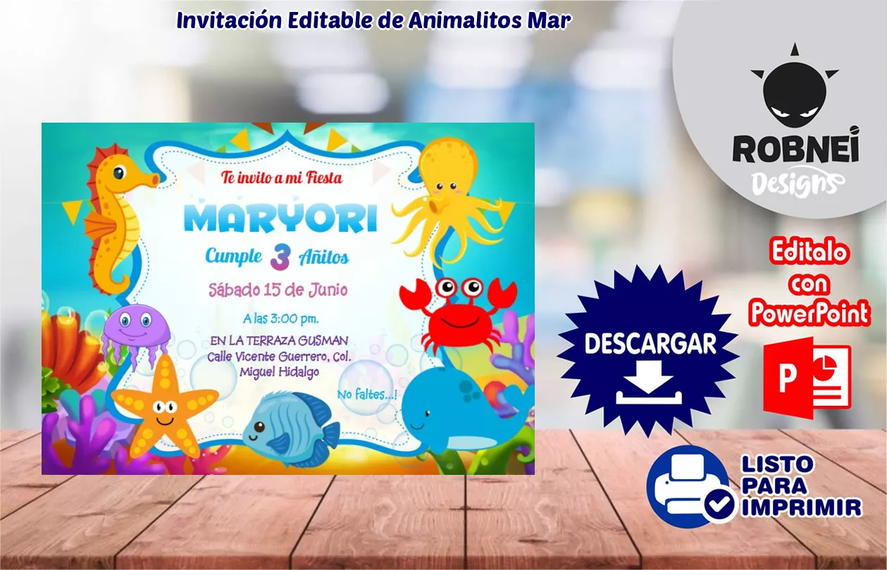 Invitacin de Animalitos Mar