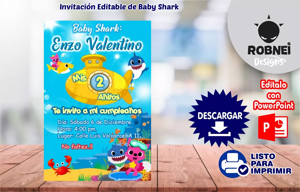 Invitacin de Baby Shark