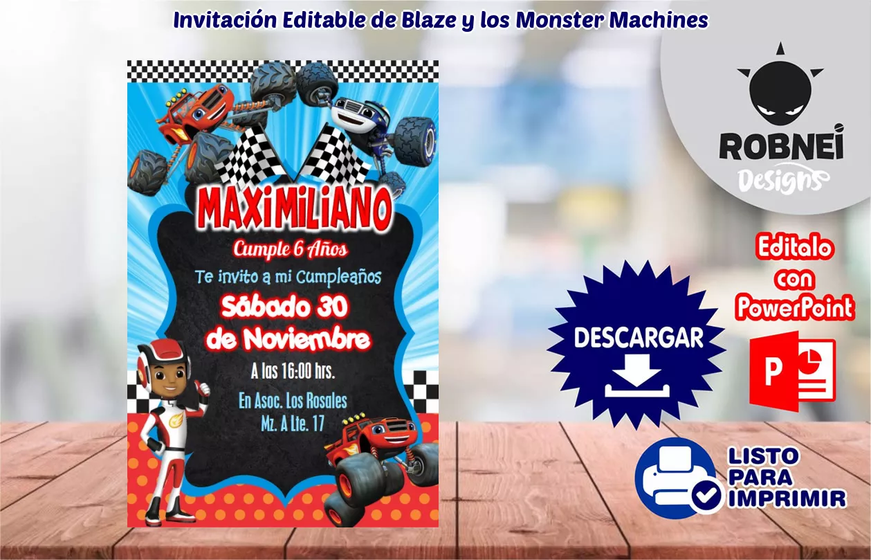 Invitacin de Blaze y los Monster Machines