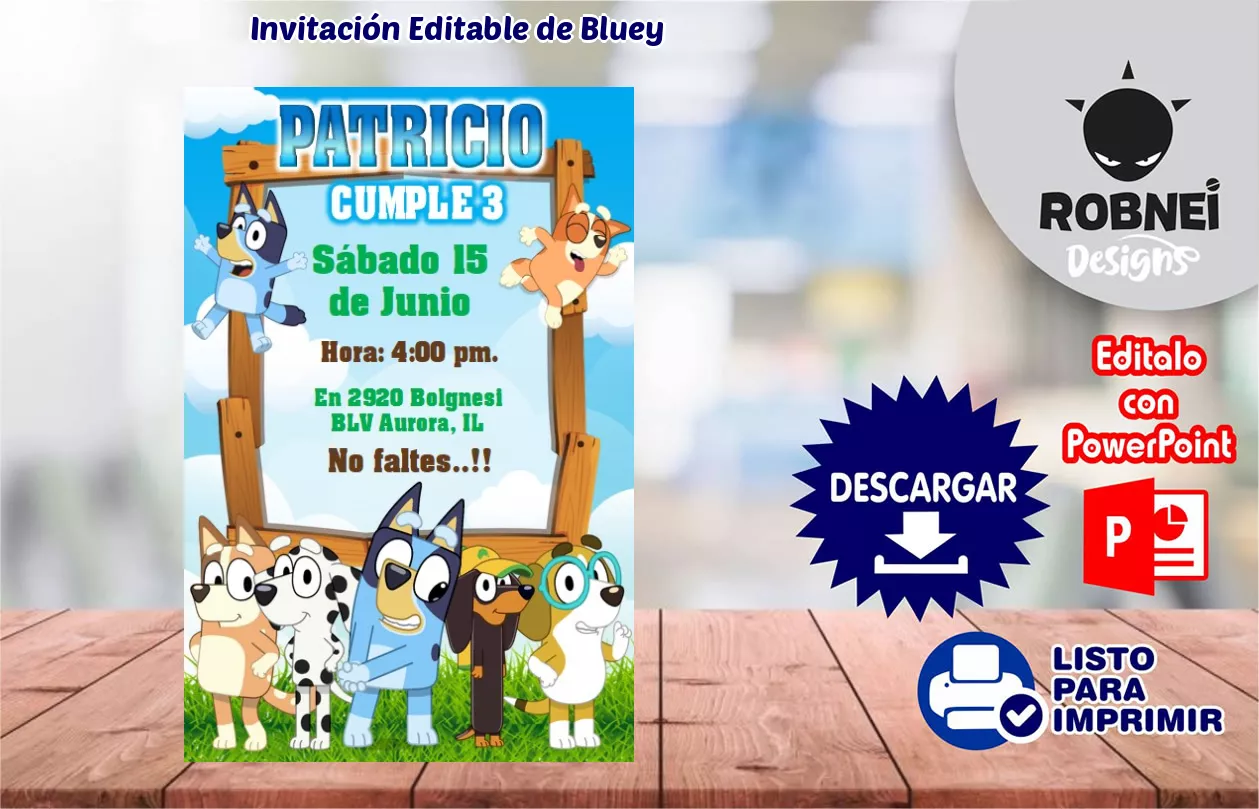 Invitacin de Bluey