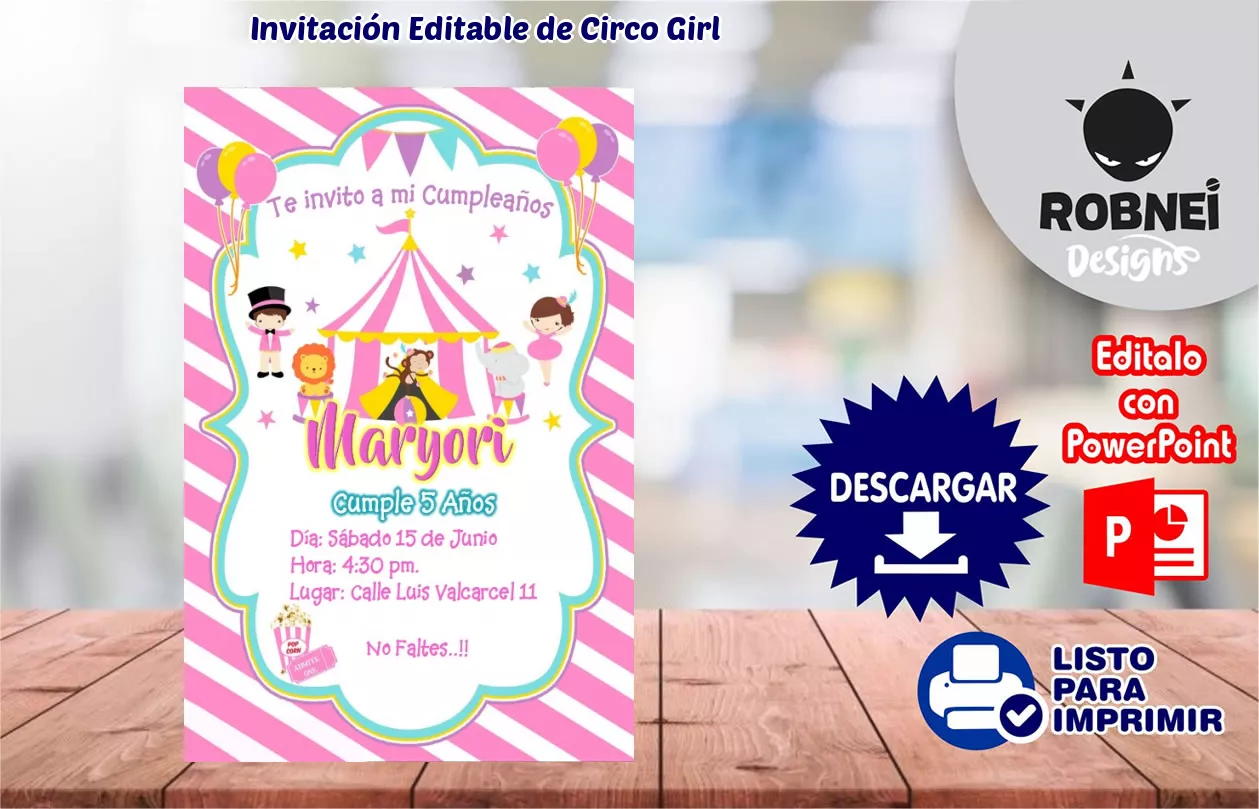 Invitacin de Circo Girl