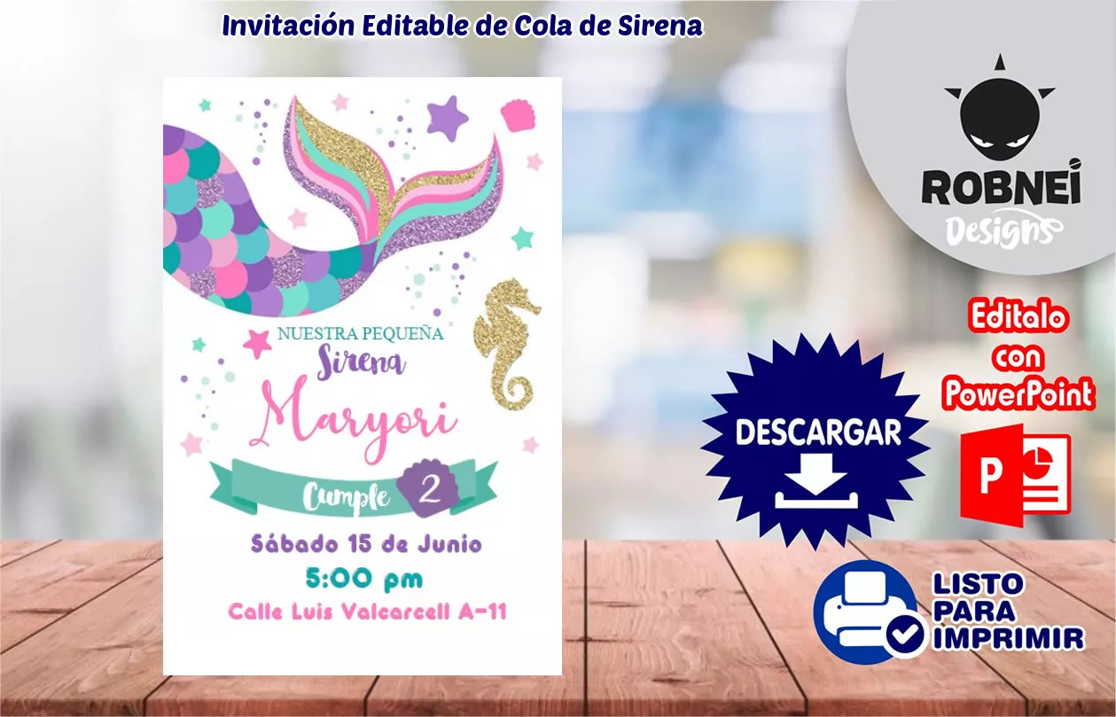 Invitacin de Cola de Sirena