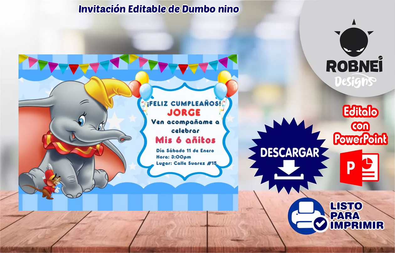 Invitacin de Dumbo nino