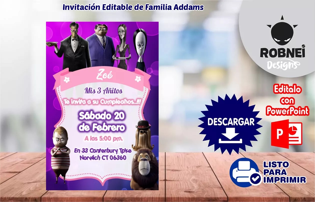 Invitacin de Familia Addams