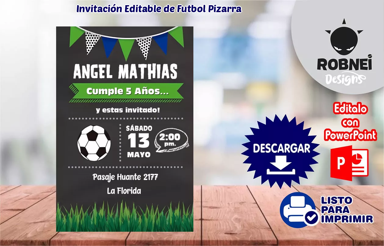 Invitacin de Futbol Pizarra