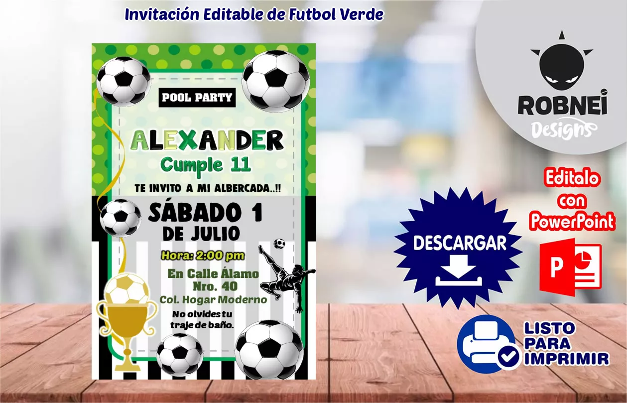 Invitacin de Futbol Verde