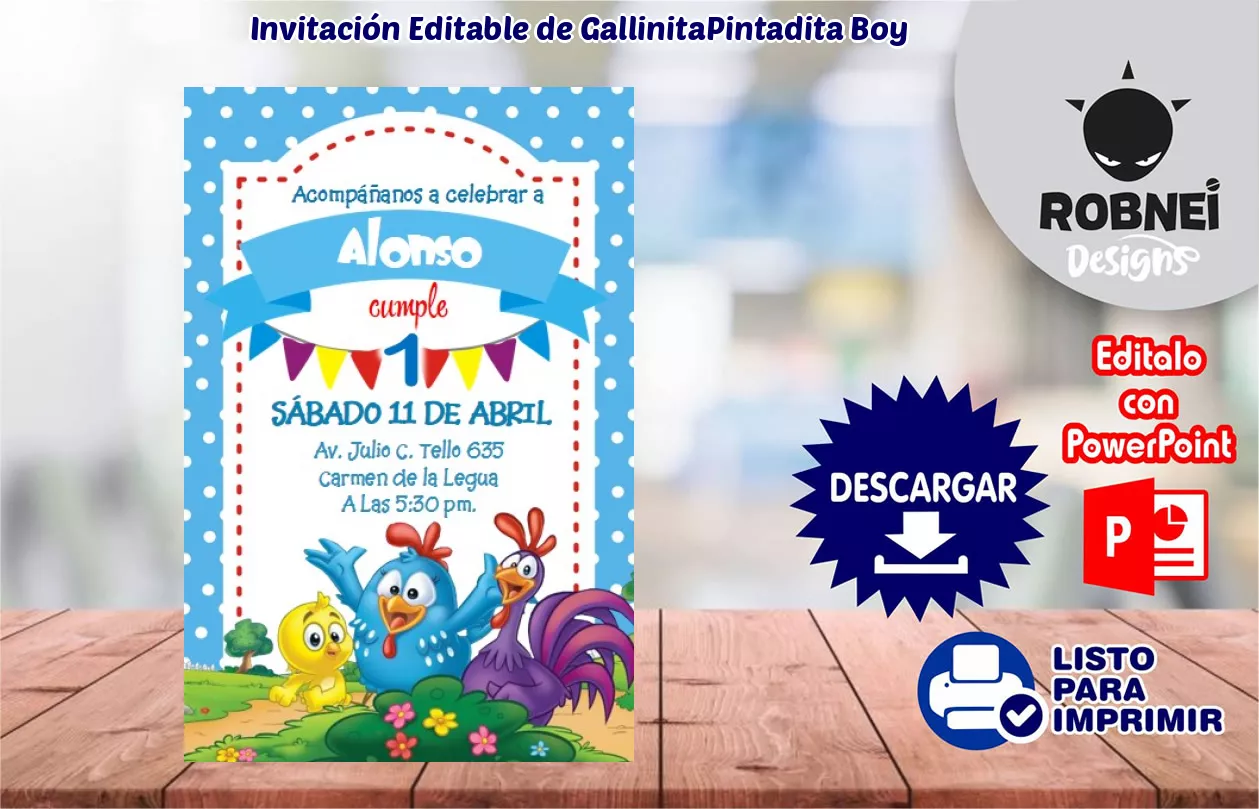 Invitacin de GallinitaPintadita Boy