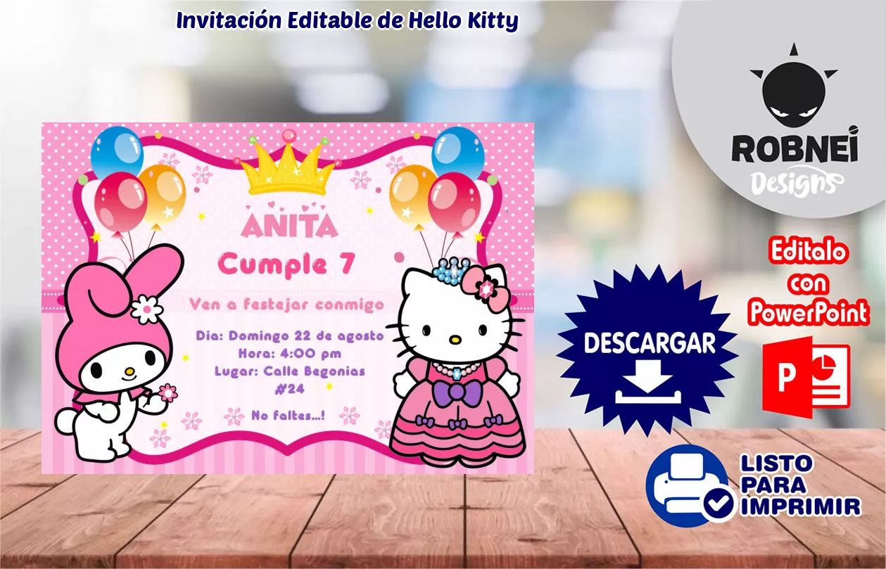 Invitacin de Hello Kitty