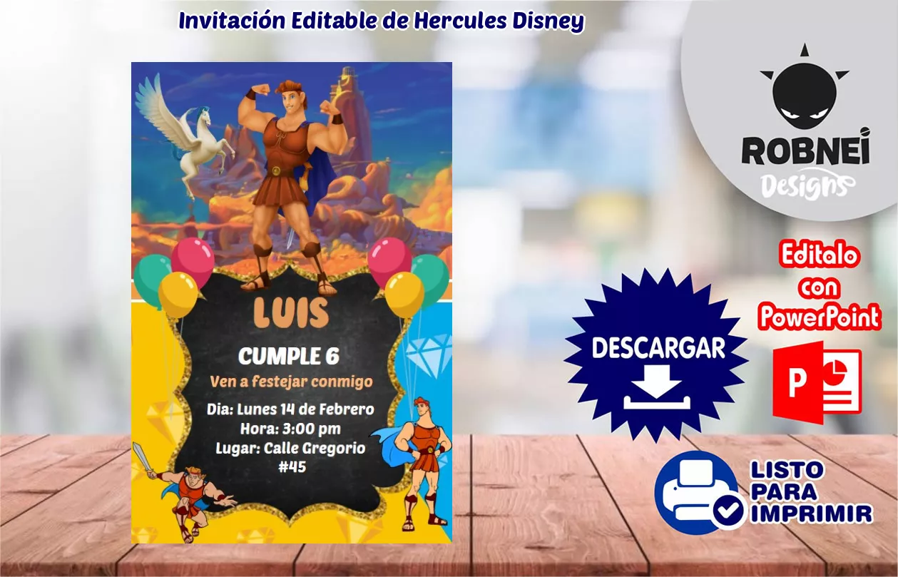 Invitacin de Hercules Disney