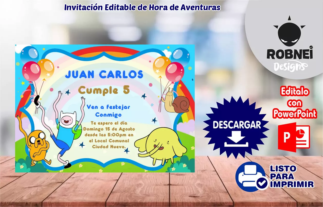 Invitacin de Hora de Aventuras