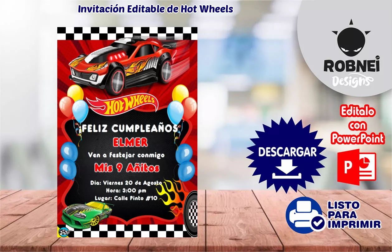 Invitacin de Hot Wheels