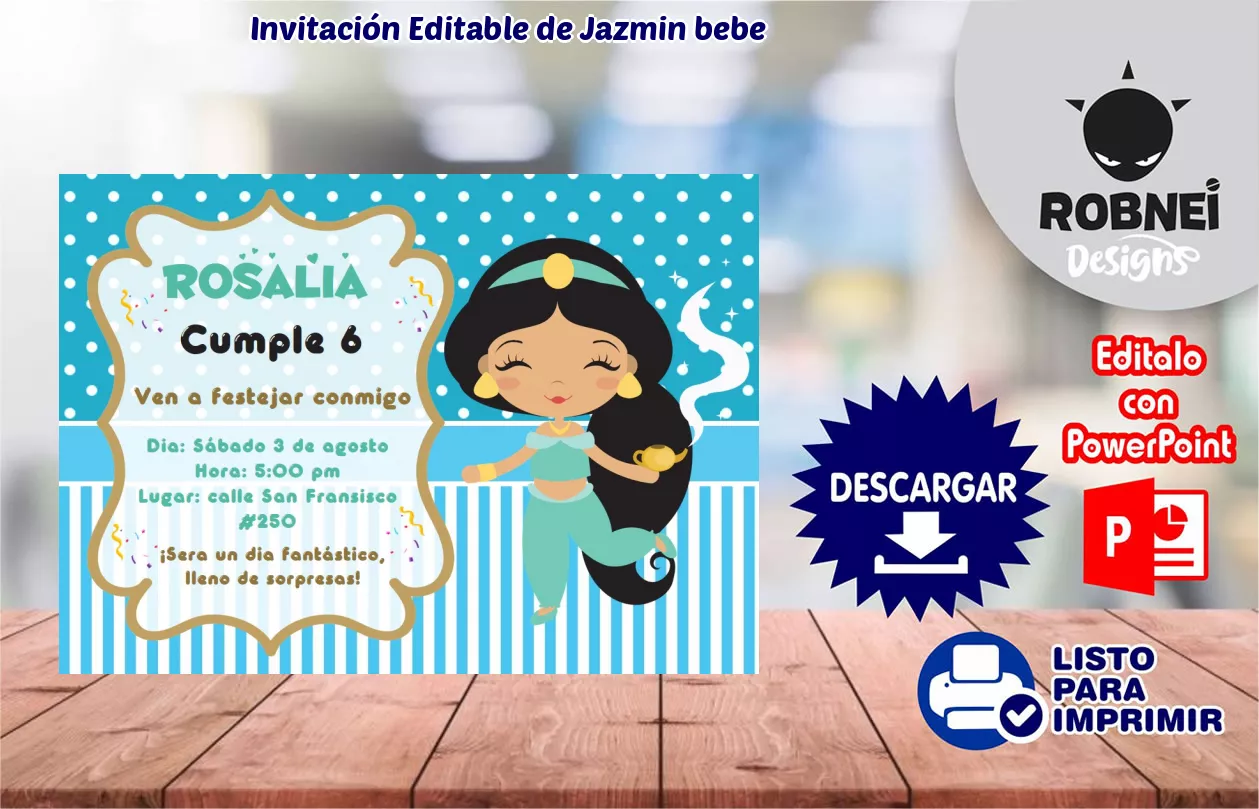 Invitacin de Jazmin bebe