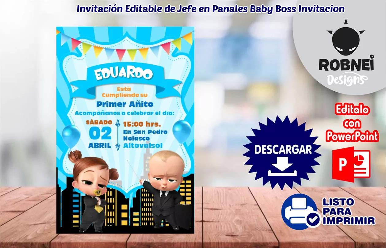 Invitación de Jefe en Panales Baby Boss Invitacion Invitación de Jefe en Panales Baby Boss Invitacion