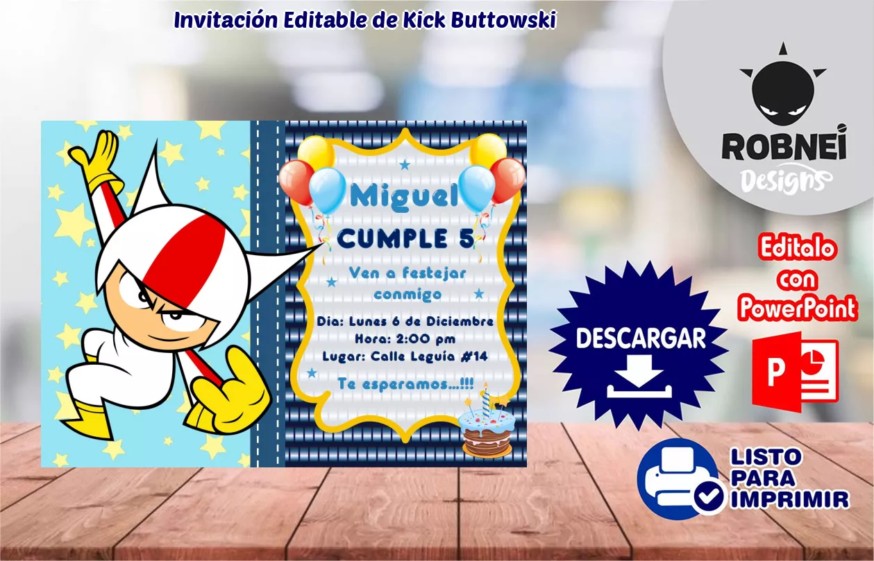 Invitacin de Kick Buttowski