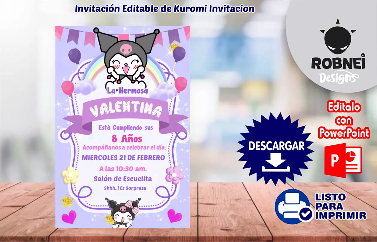 Descargar Invitación de Kuromi Invitacion GRATIS