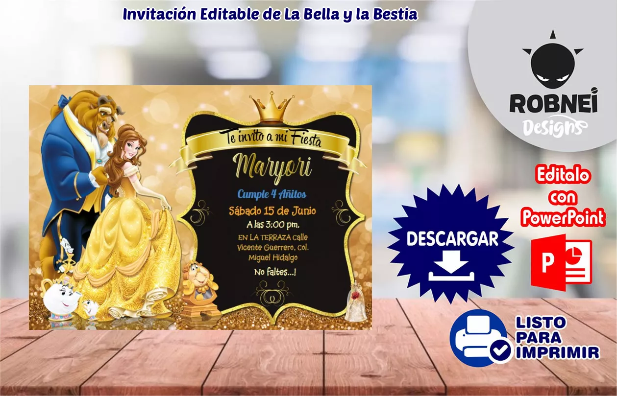 Invitacin de La Bella y la Bestia