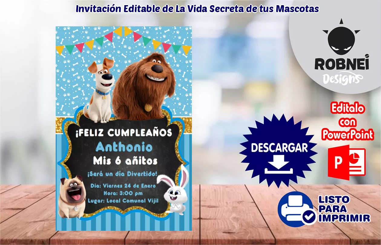 Invitacin de La Vida Secreta de tus Mascotas