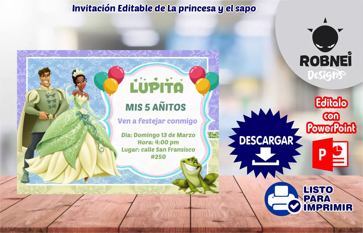 Invitacin de La princesa y el sapo