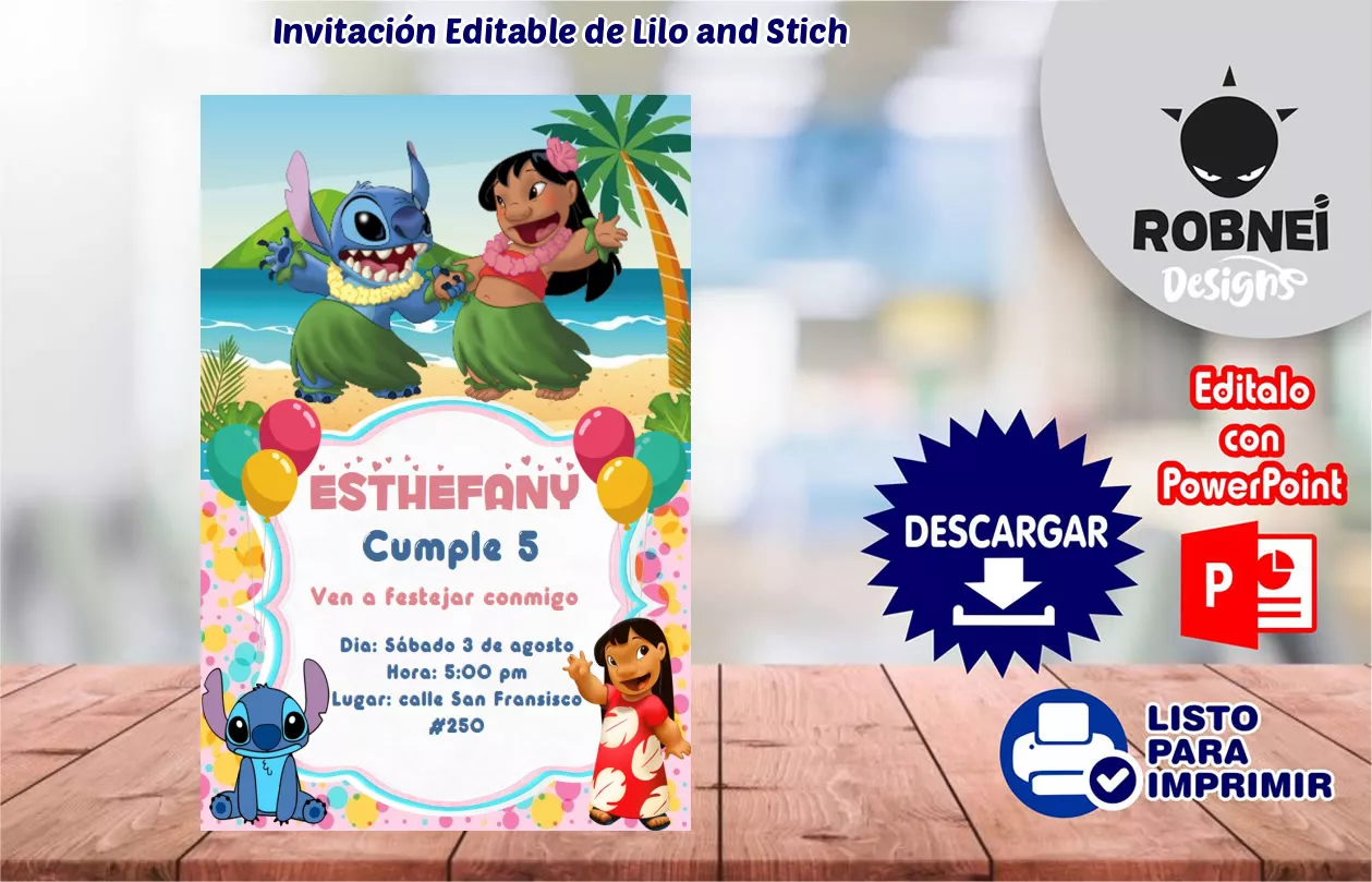 Invitacin de Lilo and Stich