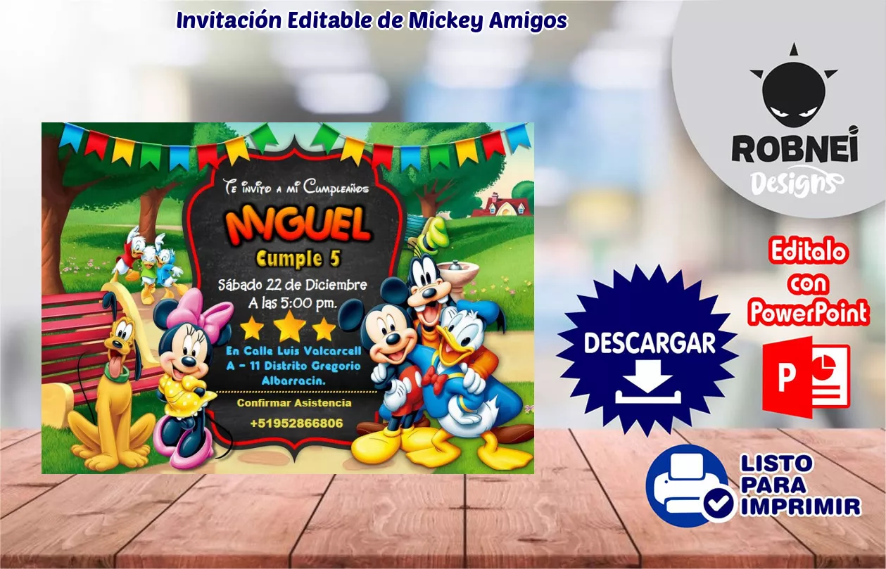 Invitacin de Mickey Amigos