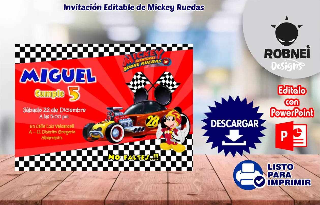 Invitacin de Mickey Ruedas