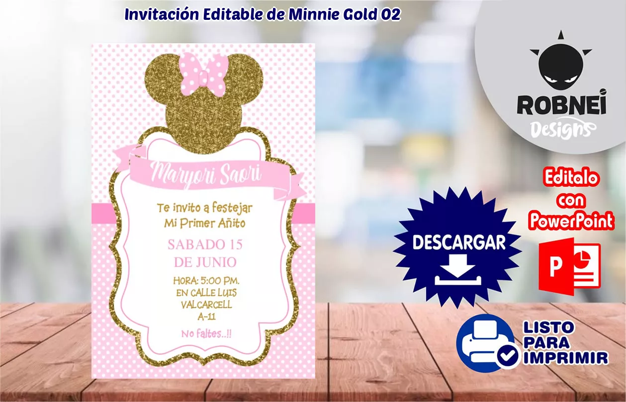 Invitacin de Minnie Gold 02