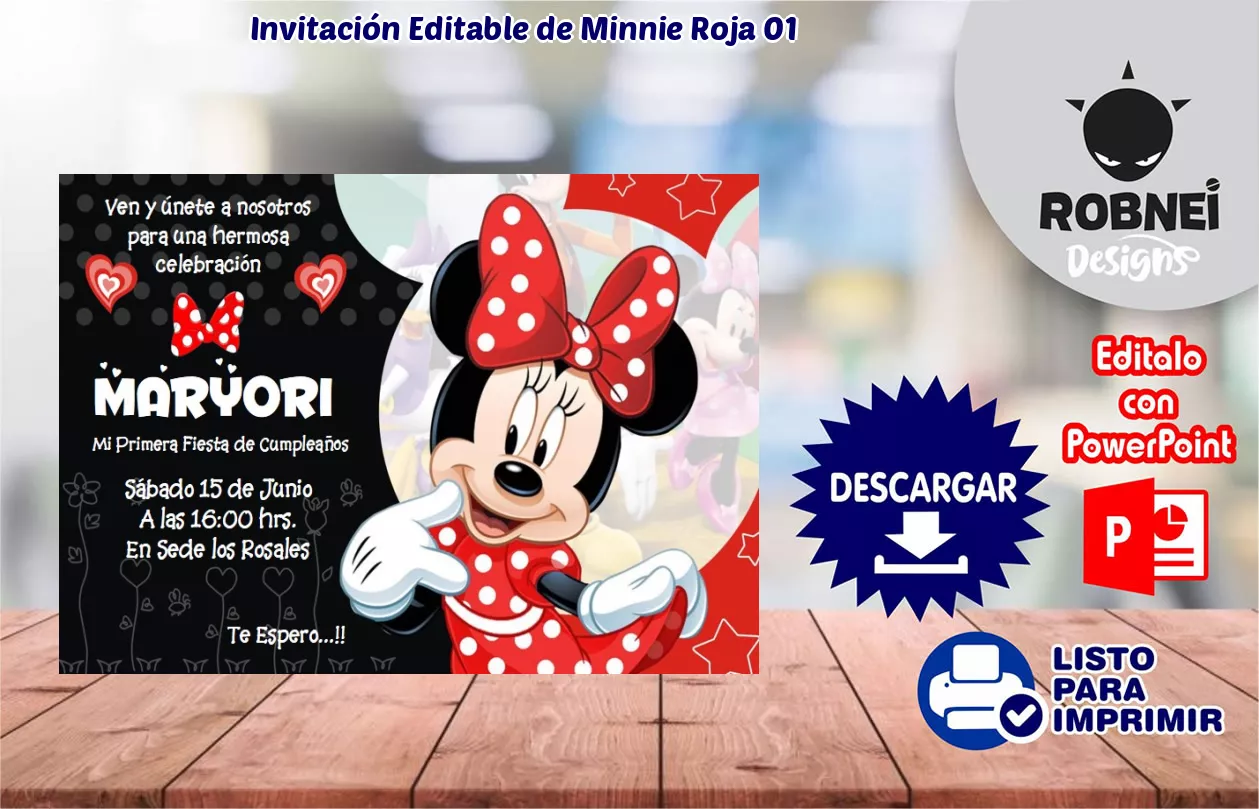 Invitacin de Minnie Roja 01