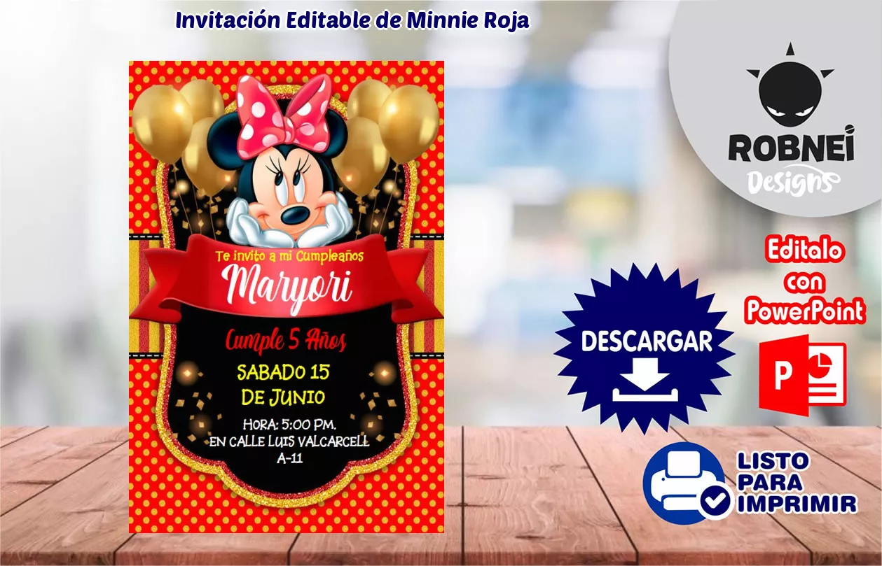 Invitacin de Minnie Roja