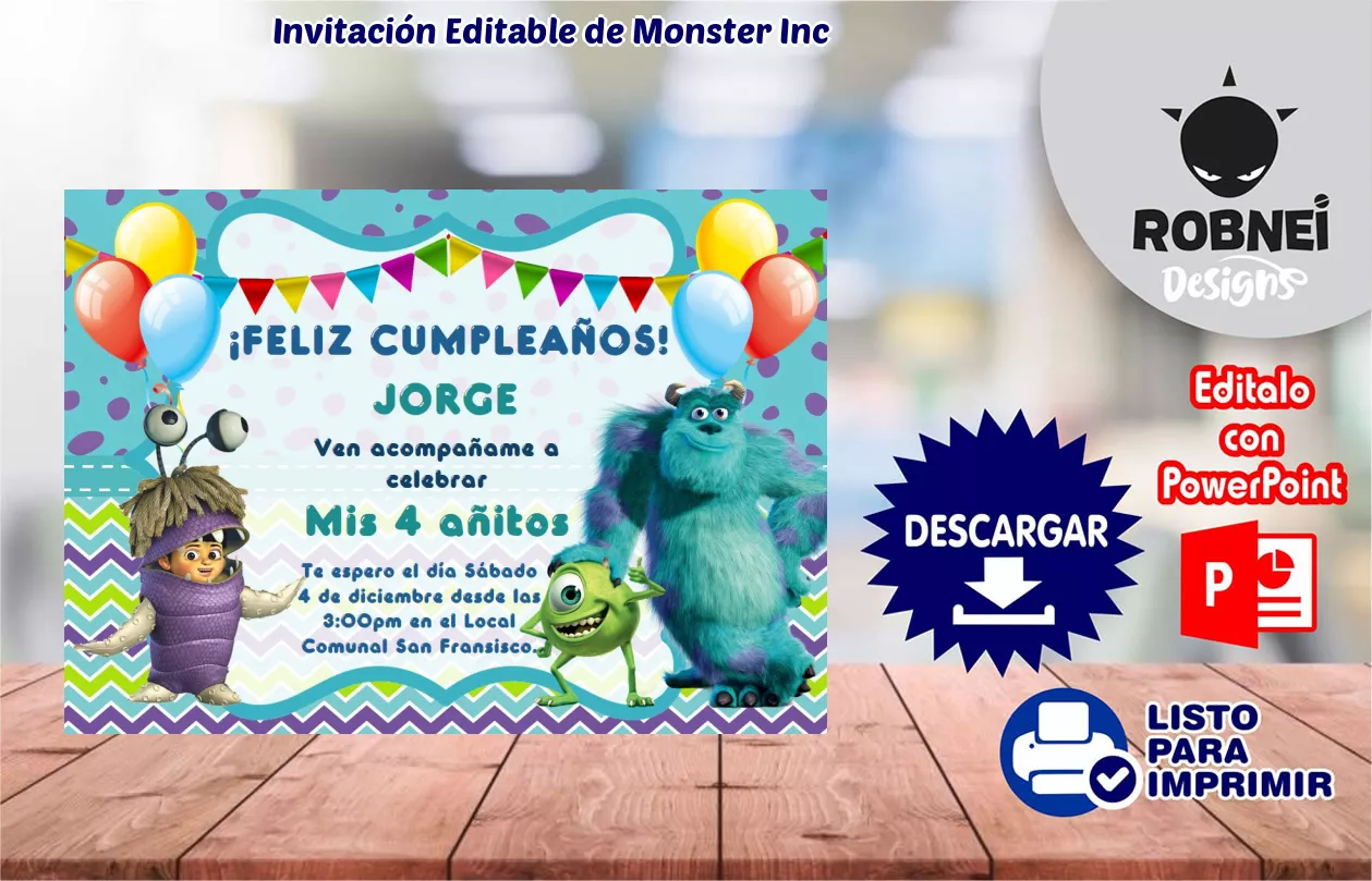 Invitacin de Monster Inc