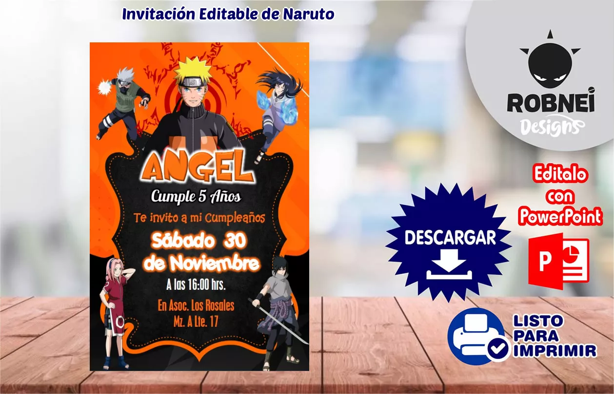 Invitacin de Naruto