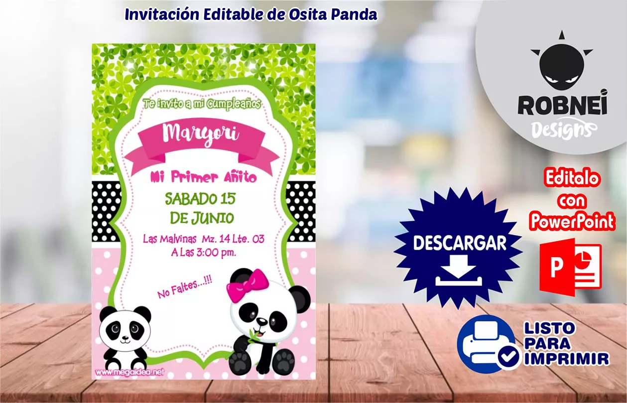 Invitacin de Osita Panda