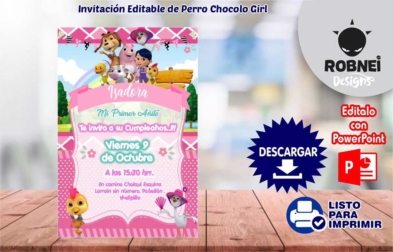 Invitacin de Perro Chocolo Girl