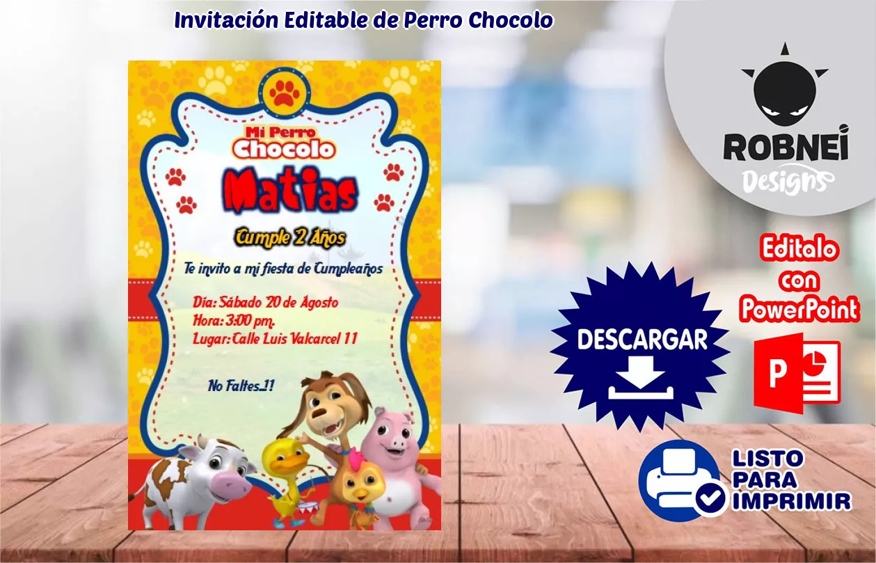 Invitacin de Perro Chocolo